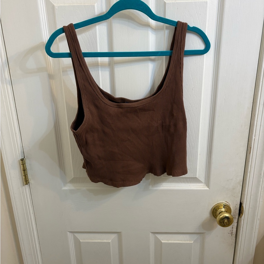 Old Navy Brown Sleeveless Fitted Crop Tank Top